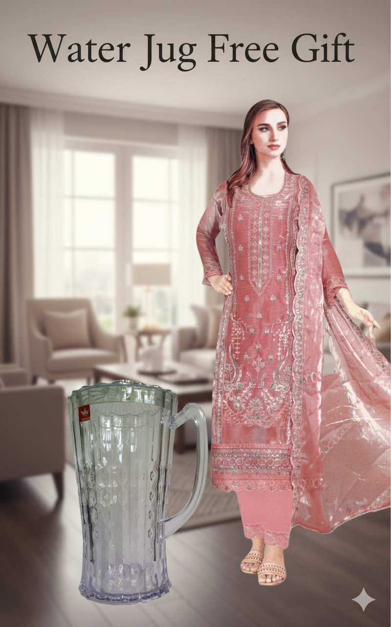 Vipul Jemichu Premium Embroidered Lawn Collection-Rose Pink