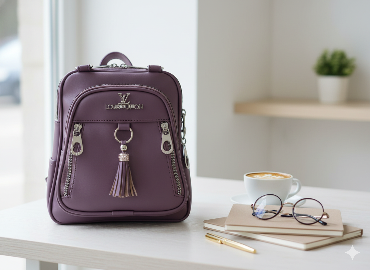 Purple Mini Synthetic Leather Backpack