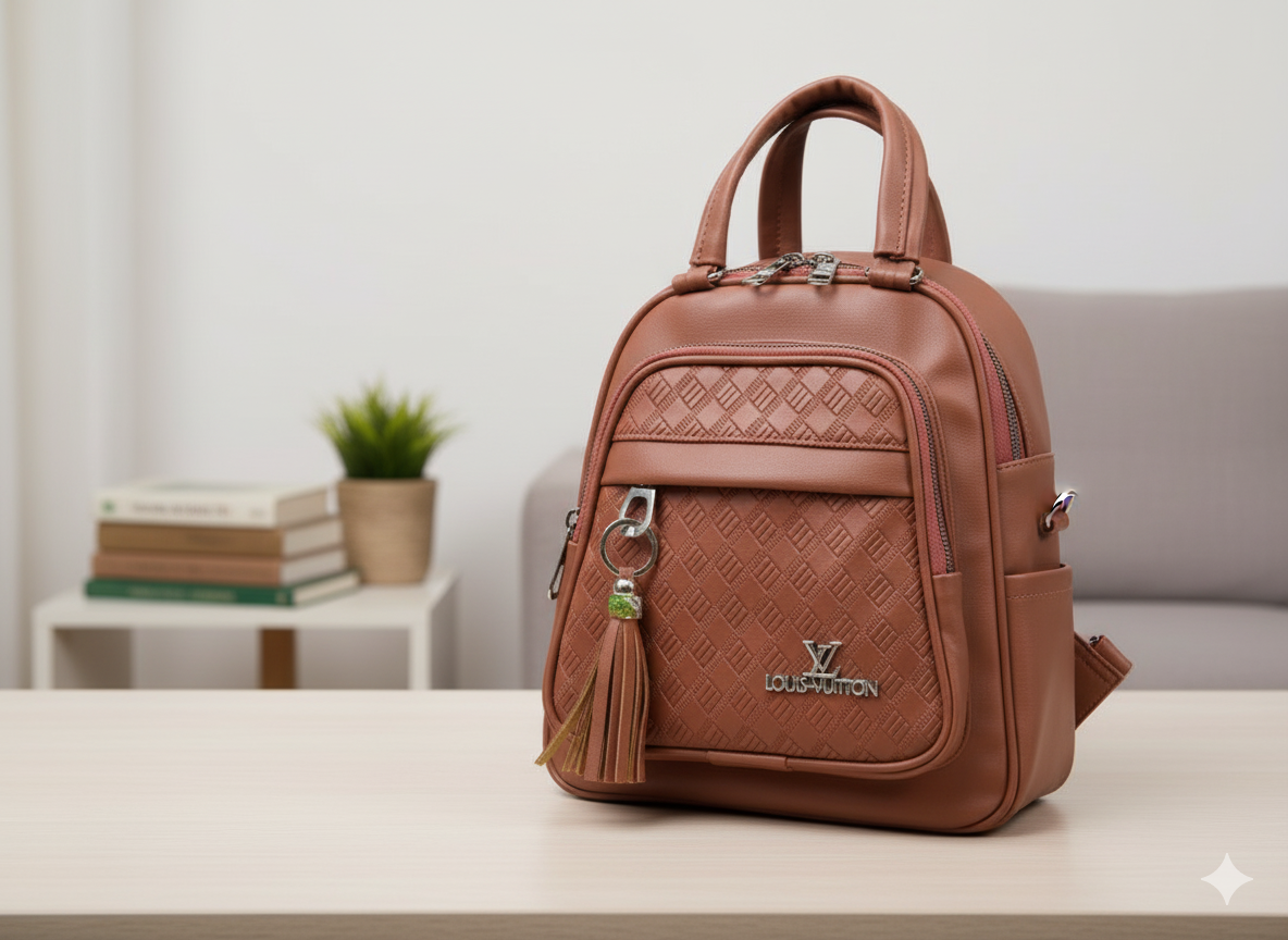 Brown Textured Premium Backpack