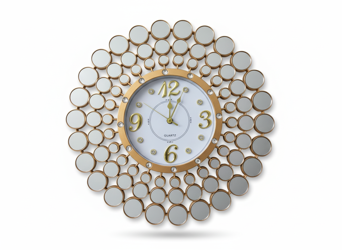 Golden Circle Artistic Mirror Decor Wall Clock