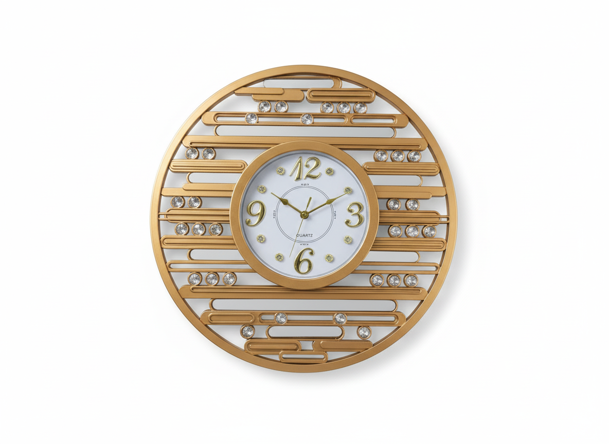 Golden Striped Decorative Premium Wall Clock